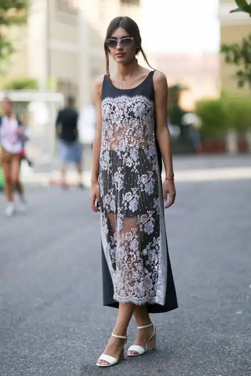 蕾丝 透视 街拍