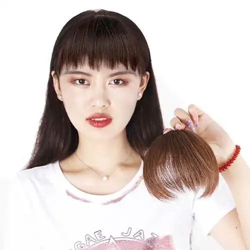 真发狗啃刘海 假发刘海 假发碎发刘海 碎刘海女 真发刘海狗啃式