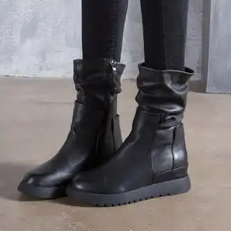 马丁靴女加绒加厚保暖棉靴经典百搭黑色中筒靴时尚街