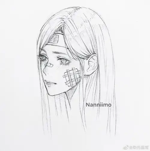 动漫人物头像手绘 7815 插画 漫画铅笔线稿(作品出自画师: nanni