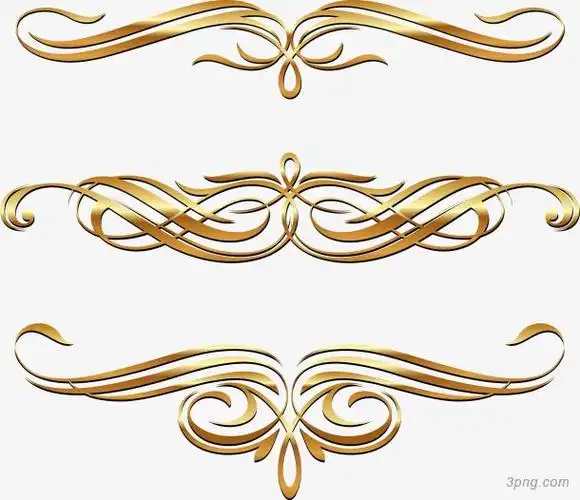 金色欧式花纹png素材透明免抠图片-装饰效果-三元素3png.com