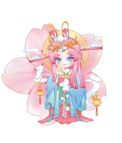 《流花之灵》—插画习作,古风q版可爱人物插画|插画|商业插画|碳水银