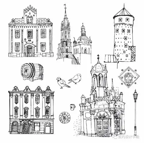 手绘行走的欧洲建筑手绘速写一