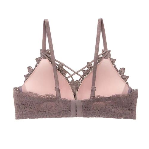 性感女士蕾丝胸罩无钢圈薄款聚拢收副乳文胸套装绑带酒红色内衣