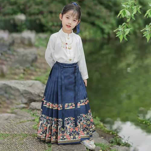 绿色伴侣马面裙汉服女童夏款 儿童唐装 中国风古装 裙子小女孩连衣裙