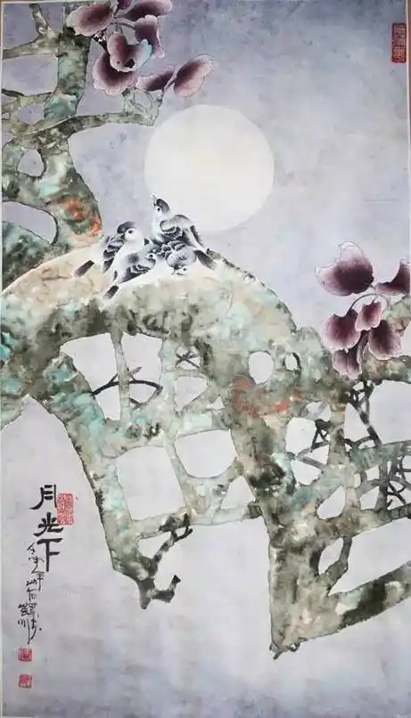 国画月光下的花鸟兽难以言喻的美