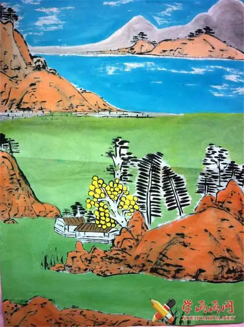 儿童中国画江南山水图画