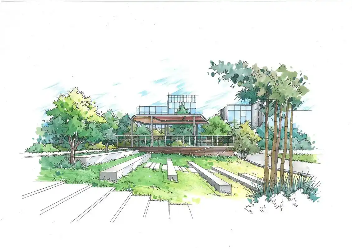 景观户外效果图(带过程)#手绘 #景观手绘 #环艺 #环境设 - 抖音