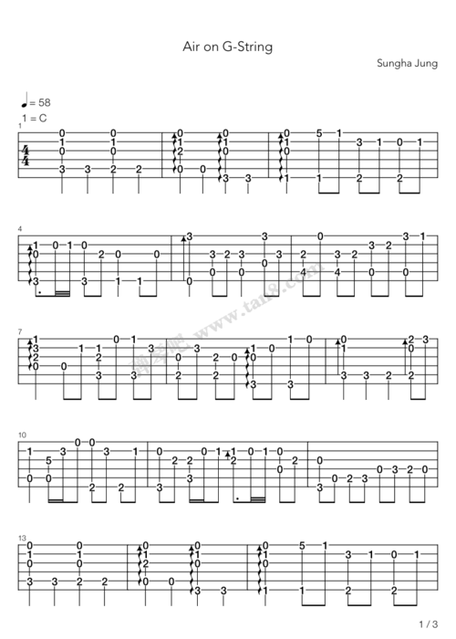 吉他谱g弦上的咏叹调ariasulg