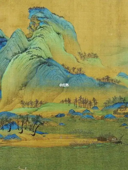 天才少女王希孟笔下青绿山水千里江山图_故宫_山水画_博物馆_中国风