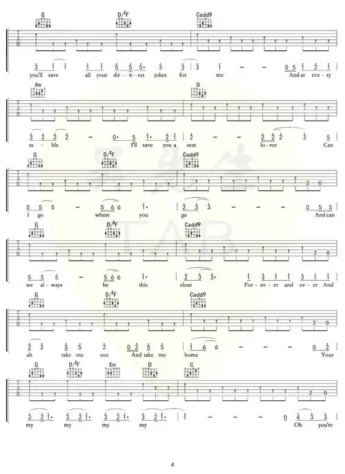 lover吉他谱_taylor swift_g调_弹唱六线谱4