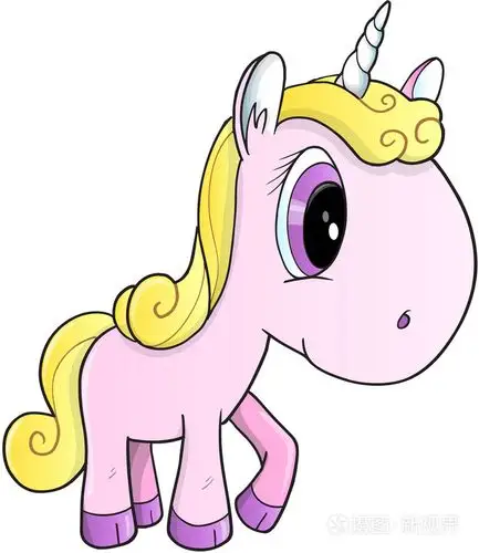 漂亮的独角兽矢量插图艺术