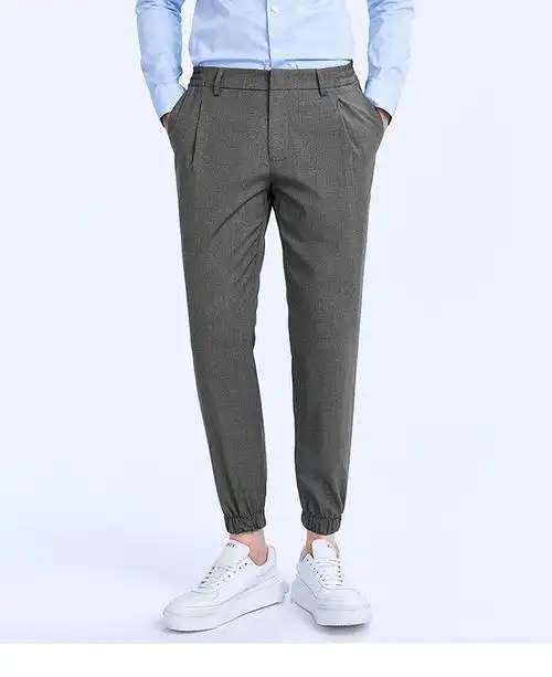 太平鸟男装春季新品小西裤男士束腿裤青年灰色休闲裤潮韩版长裤