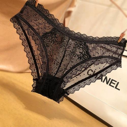 甜美少女镂空火辣低腰三角裤女日系蕾丝透明薄款诱惑底裤性感内裤
