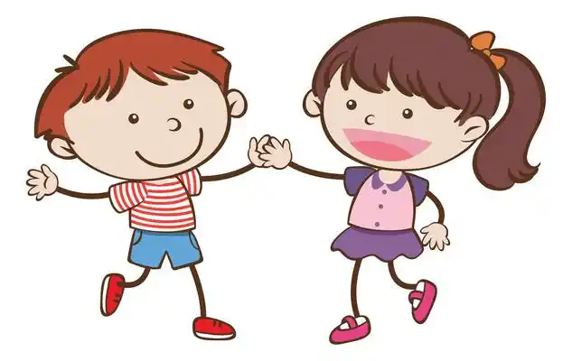 互相拍手的男孩女孩
