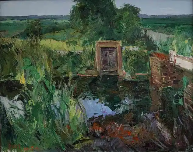 artcm 艺厘米- 展品 - 绿色田野之一 - 城里·城外——王建国油画作品