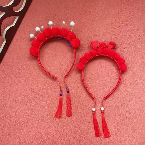 清朝格格古风中国风发箍女宝喜庆拜年发饰国潮京剧发卡汉服流苏女