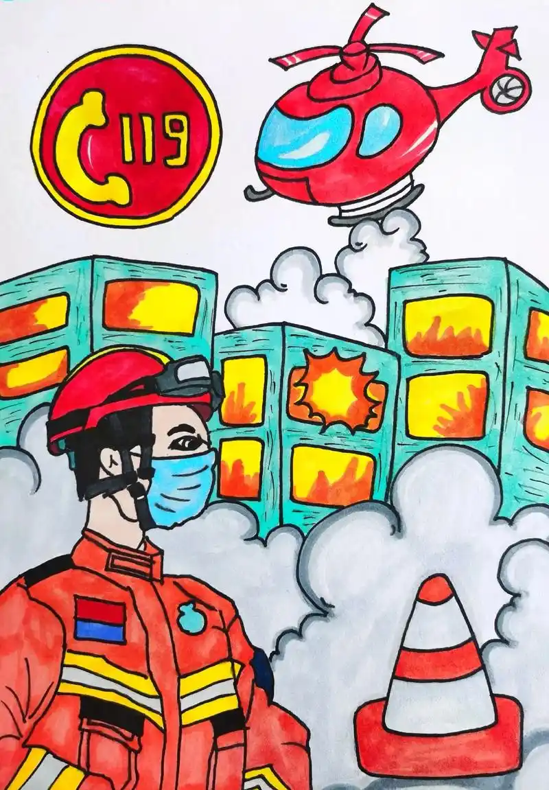 消防主题画来啦,消防常识人人知,向最亲爱的消防员 - 抖音