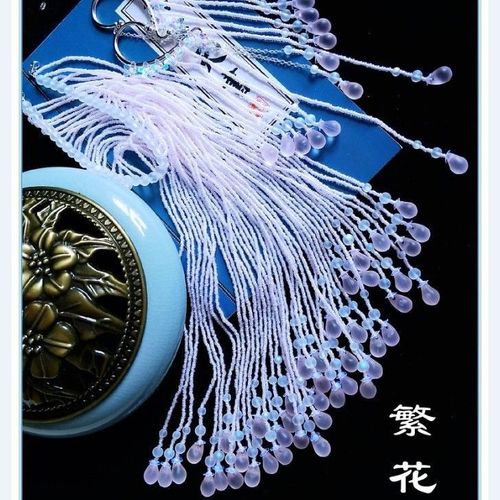 繁花 古装面帘米珠流苏面纱 汉服配饰遮面古风超仙侠气女蒙面cos