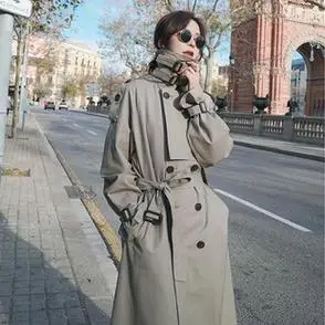 2021秋冬新款韩版风衣女中长款宽松英伦风气质流行小个子大衣外套