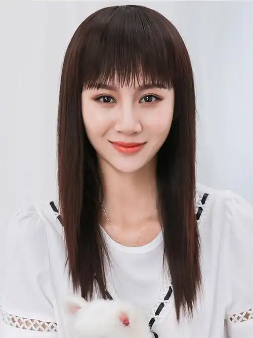假发女长发长直发中长发自然全头加厚发量逼真女士齐刘海假头套式