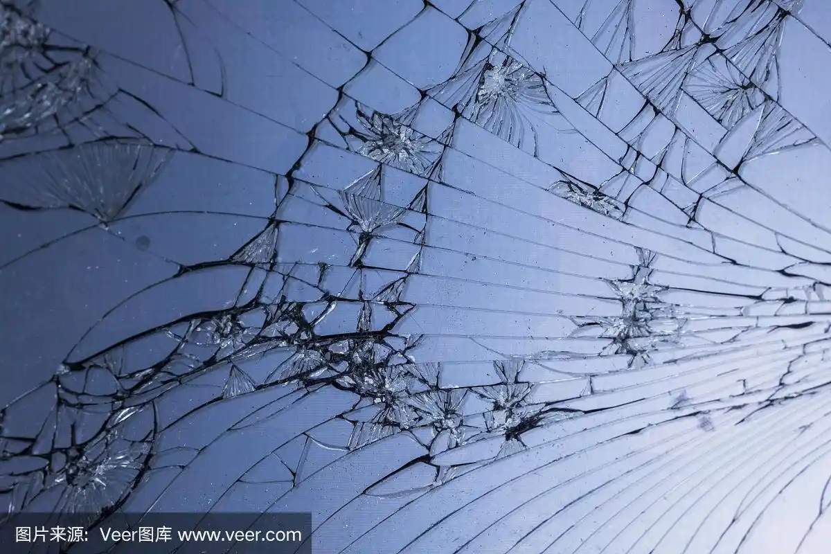 顶视图破碎的手机屏幕玻璃纹理背景宏