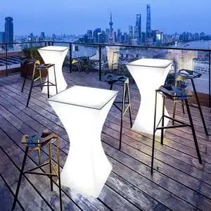 户外发光高脚酒吧桌椅清吧室外露天阳台网红防水防晒桌子茶几吧台