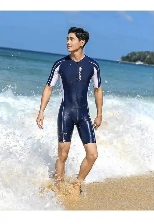 泳装男套装全身防晒速干专业加大码男士连体泳衣短袖成人长袖长裤全身