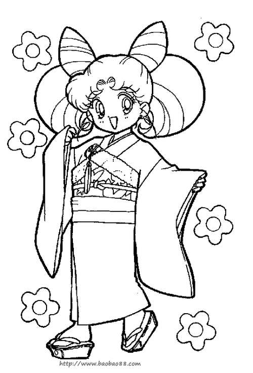 日本女孩动漫简笔画