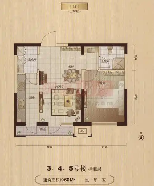 万年花城濠景 _ 一房户型 户型图 _ 网易北京地产