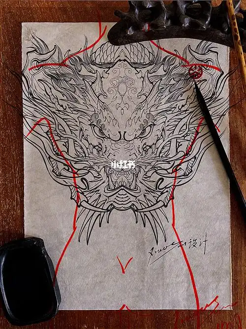 半背龙设计,广州纹身,佛山纹身#广州纹身  #佛山纹身  #传统手稿设计