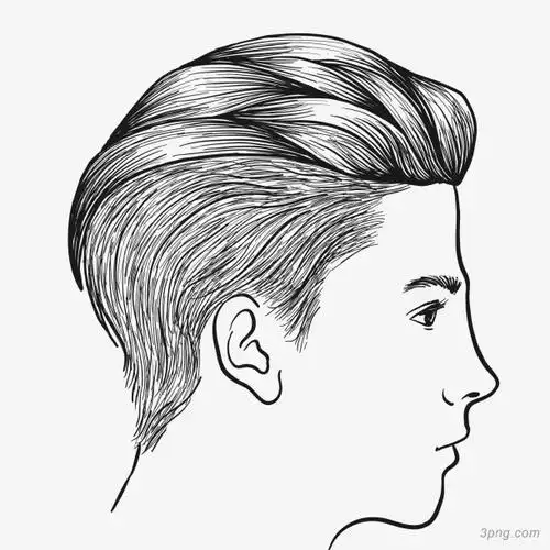 线条手绘男子侧脸矢量png素材透明免抠图片-动植人物