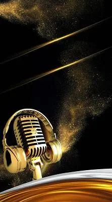 歌唱比赛音乐演唱会金色话筒耳机黑色绚丽海报背景紫色大气简洁绚丽