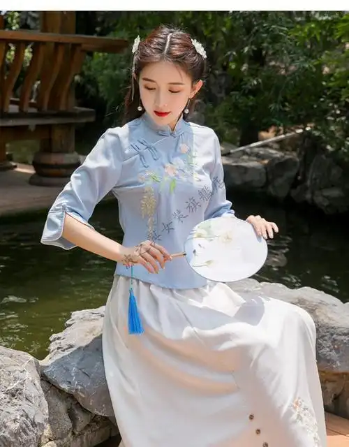 民国风女装唐装女禅意茶艺春夏季复古改良文艺学生装中国风套装民国风