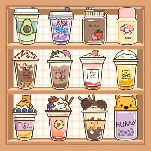 原创萌萌的简笔画手账素材夏日饮品