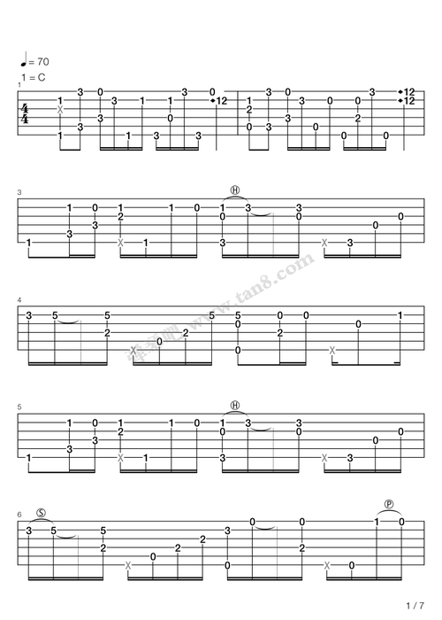 吉他谱溯指弹版