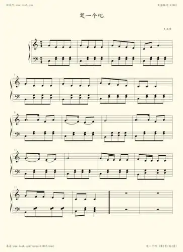 《笑一个吧,钢琴谱》幼儿园歌曲(五线谱 钢琴曲 指法)-弹吧|蛐蛐钢琴