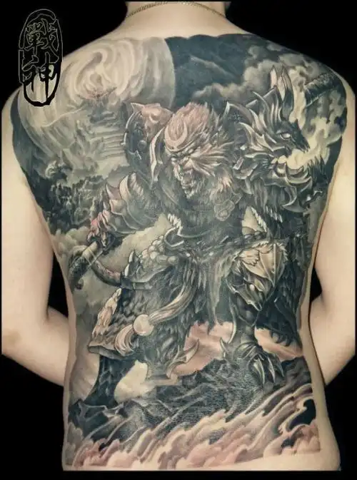 孙悟空纹身24款大满背的齐天大圣纹身图案作品