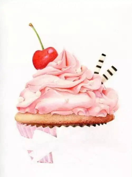 彩铅教程粉红色纸杯蛋糕