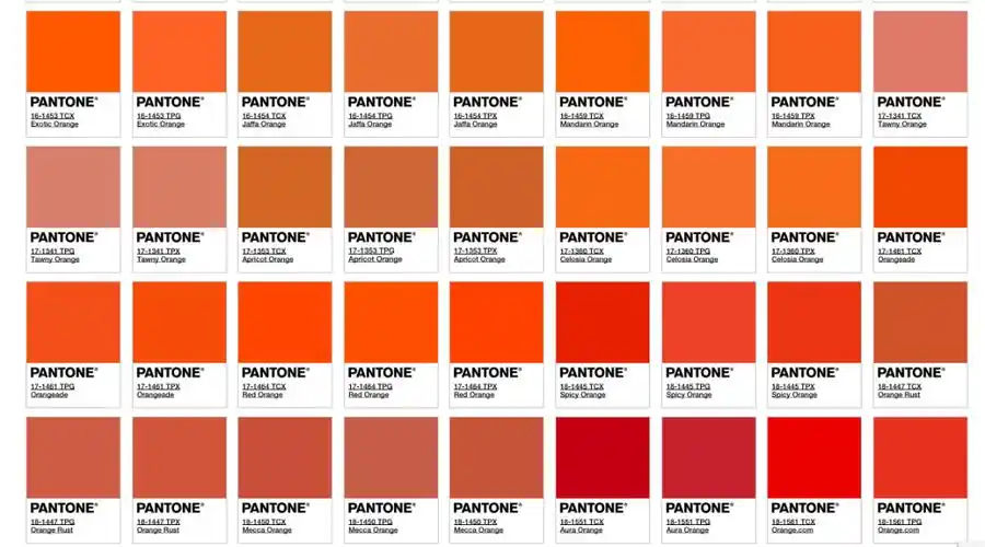 事实上在pantone 橘色的色卡表中,也是这样的情况.