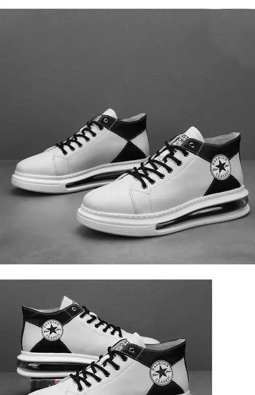 香港专柜轻奢品牌定制吴亦凡明星同款欧洲站减震气垫鞋男真皮高帮小白