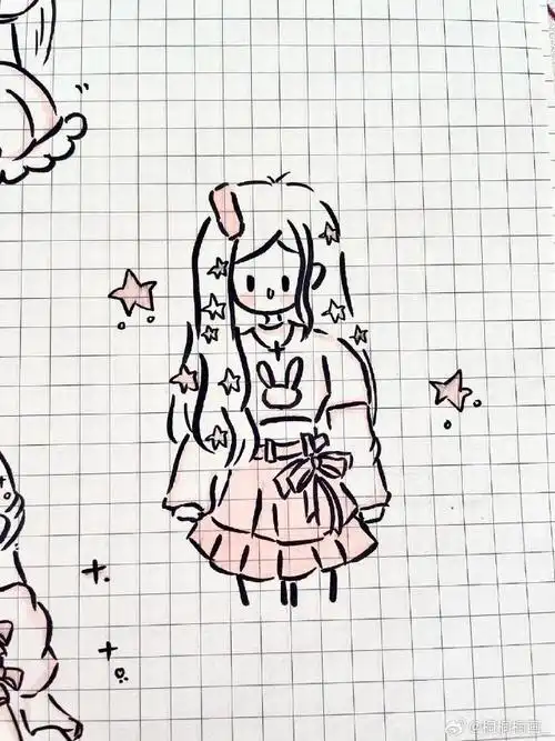 超甜简笔画小姐姐90  今日份哒手绘简笔画小人儿来啦  简单易上手