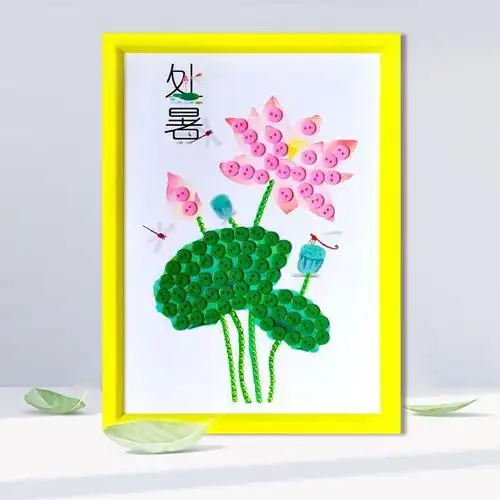 二十四节气手贴画 24节气纽扣画手半成品子协作贴画小学生二十四节气