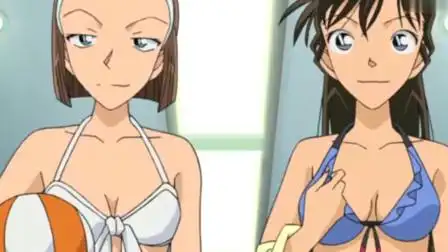 名侦探柯南:柯南看见小兰穿泳装的样子脸都涨红了,太搞笑了