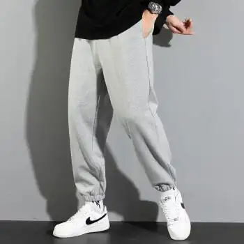 灰色休闲裤子男士春夏季国潮运动宽松束脚男生长裤子 灰色 m