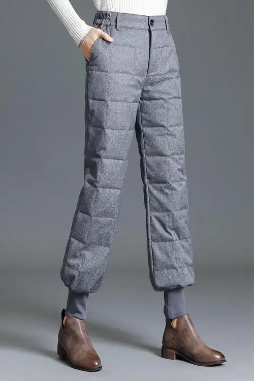 羽绒裤阔腿裤女2020冬外穿高腰白鸭绒保暖加厚宽松长裤羽绒棉裤