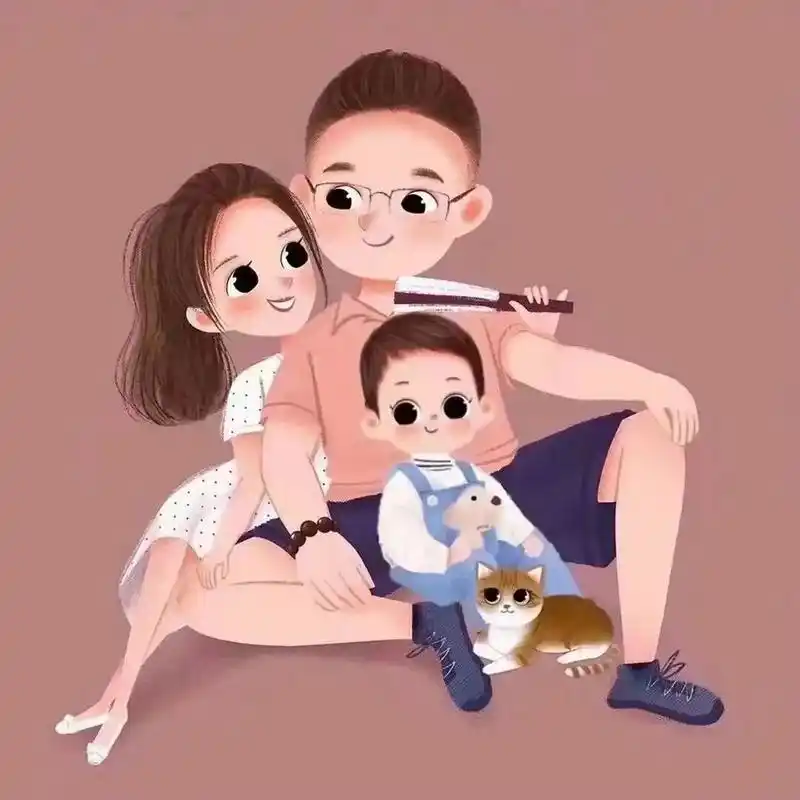 一家三口卡通头像 可爱的一家三口头像幸福一家人