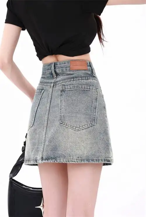 k6029 p47 牛仔短裙女夏季 辣妹高腰显瘦a字半裙百搭包 - 女装/女士精