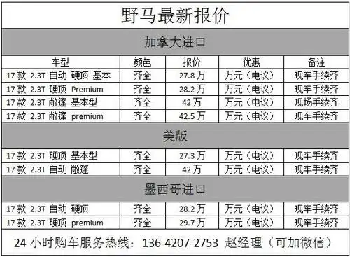 2017款加版福特野马汽油2.3t天港口现车价格