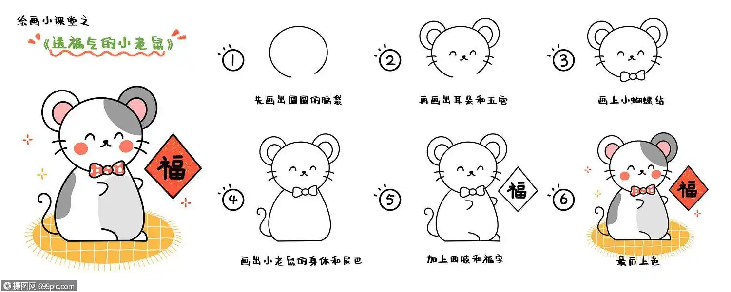 简笔画教程小老鼠画画六一